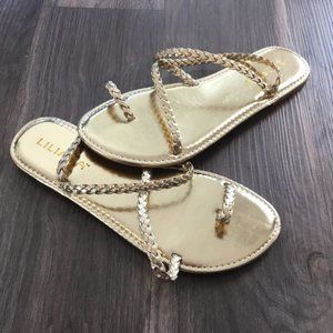 Liliana Gold Toe Strap Sandals